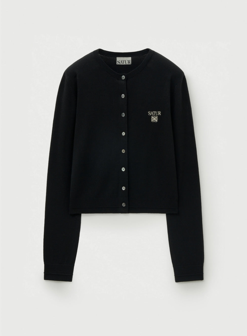 (W) Basic Crew Neck Fine Cardigan