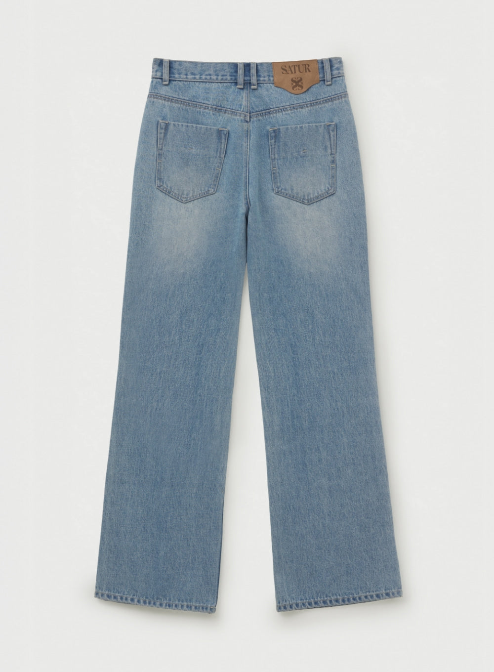 (M) Semi Loose Boots Cut Washed Denim Pants