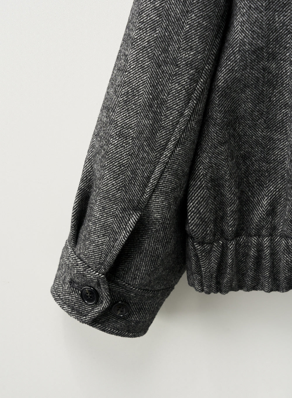 (M) Herringbone Wool Harrington Jacket