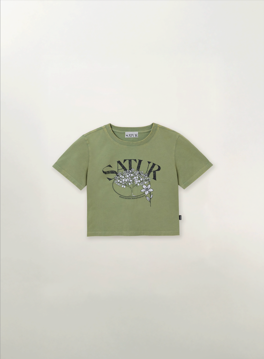 (W) Citron Tree Stone Washed Cropped T-shirt