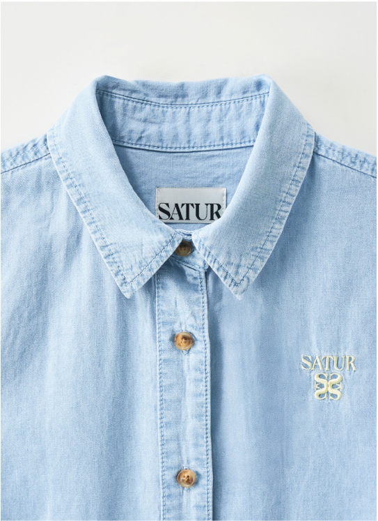 (W) Light Weight Cropped Denim Pocket Shirt