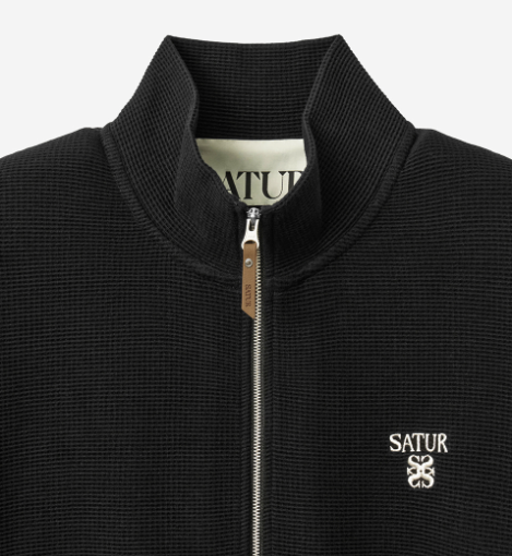 (U) Waffle Panel Neck Zip-Up