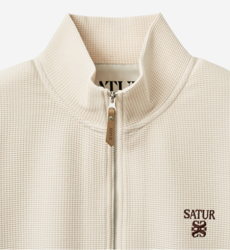 (U) Waffle Panel Neck Zip-Up