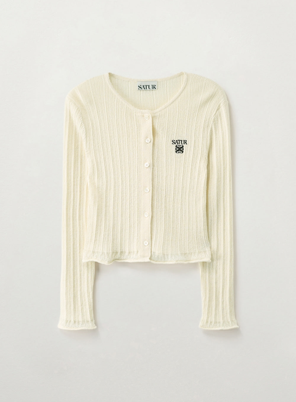 (W) Sheer Long Sleeve Cropped Cardigan