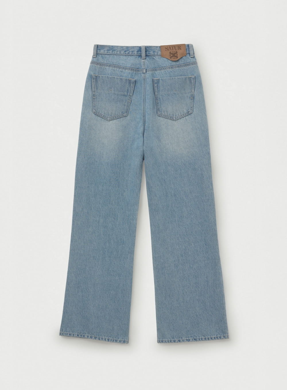 (W) Semi Loose Boots Cut Washed Denim Pants