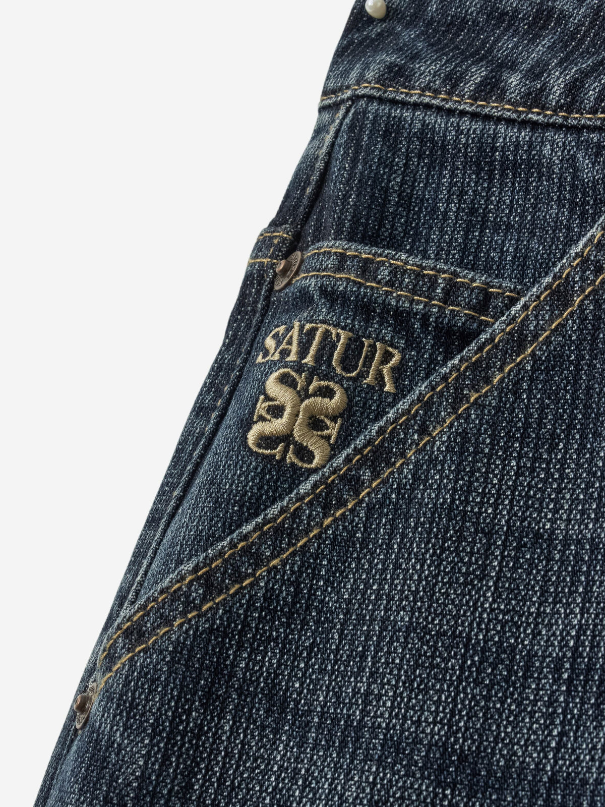 (W) Wide Fit Slub Denim Pants
