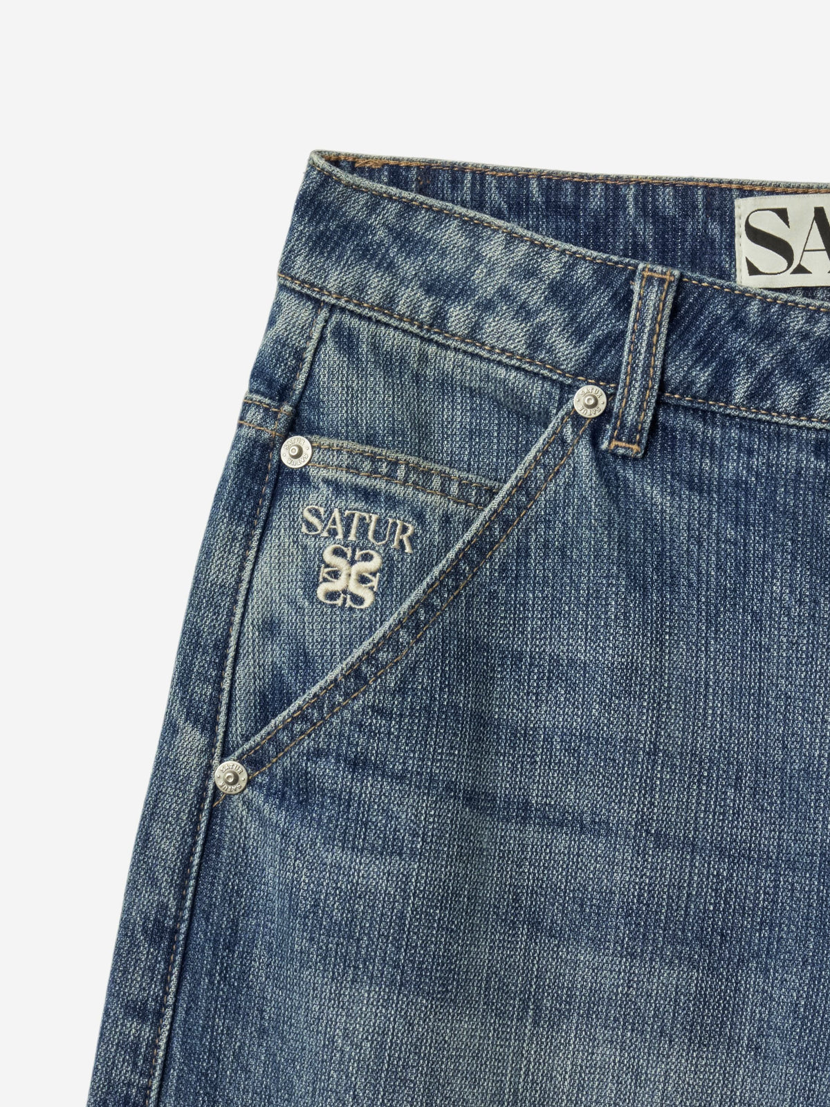 (W) Wide Fit Slub Denim Pants