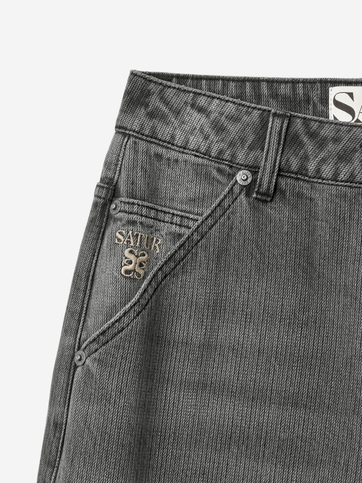 (W) Wide Fit Slub Denim Pants