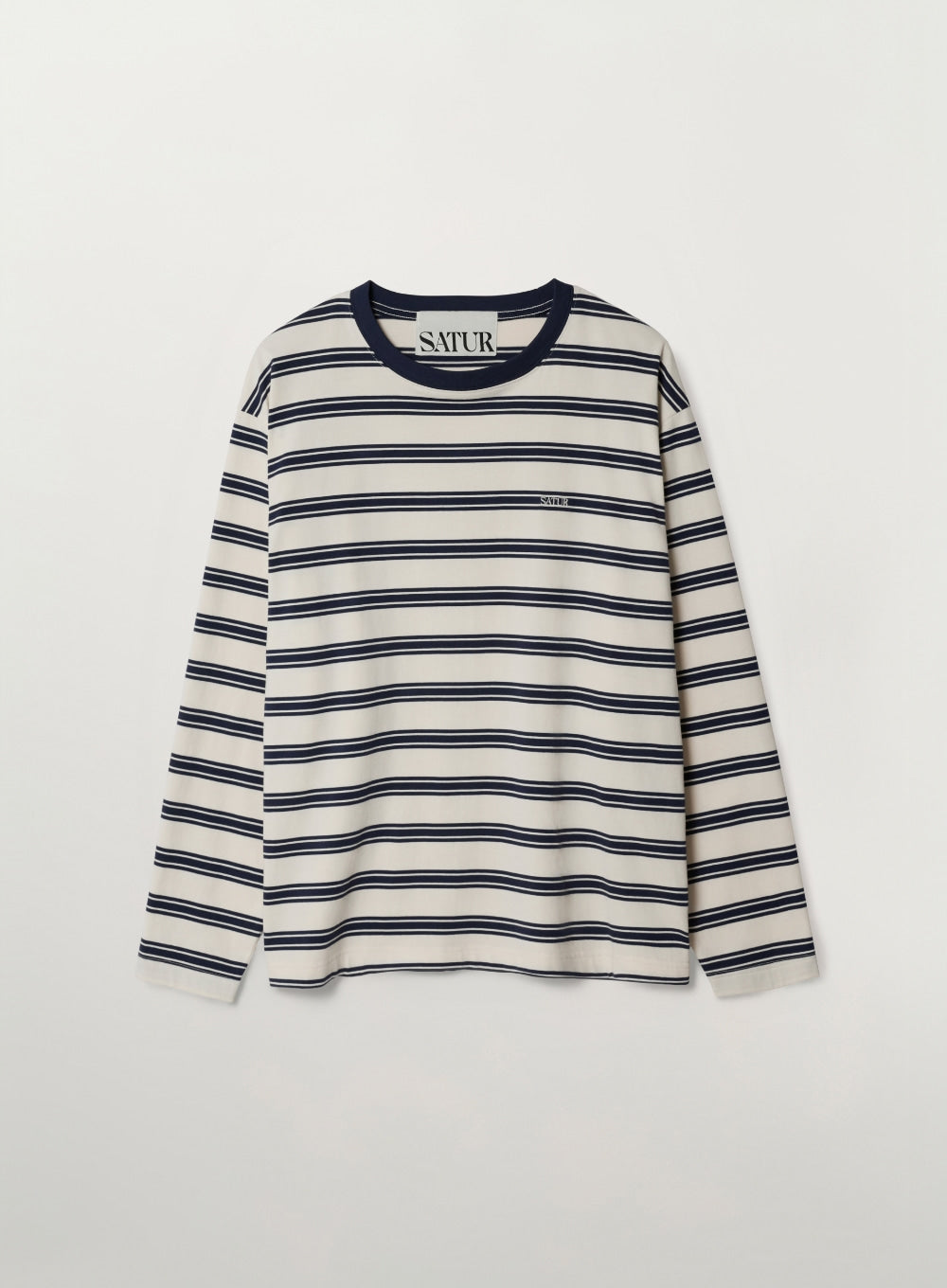 (U) Font Embroidery Striped Long Sleeve