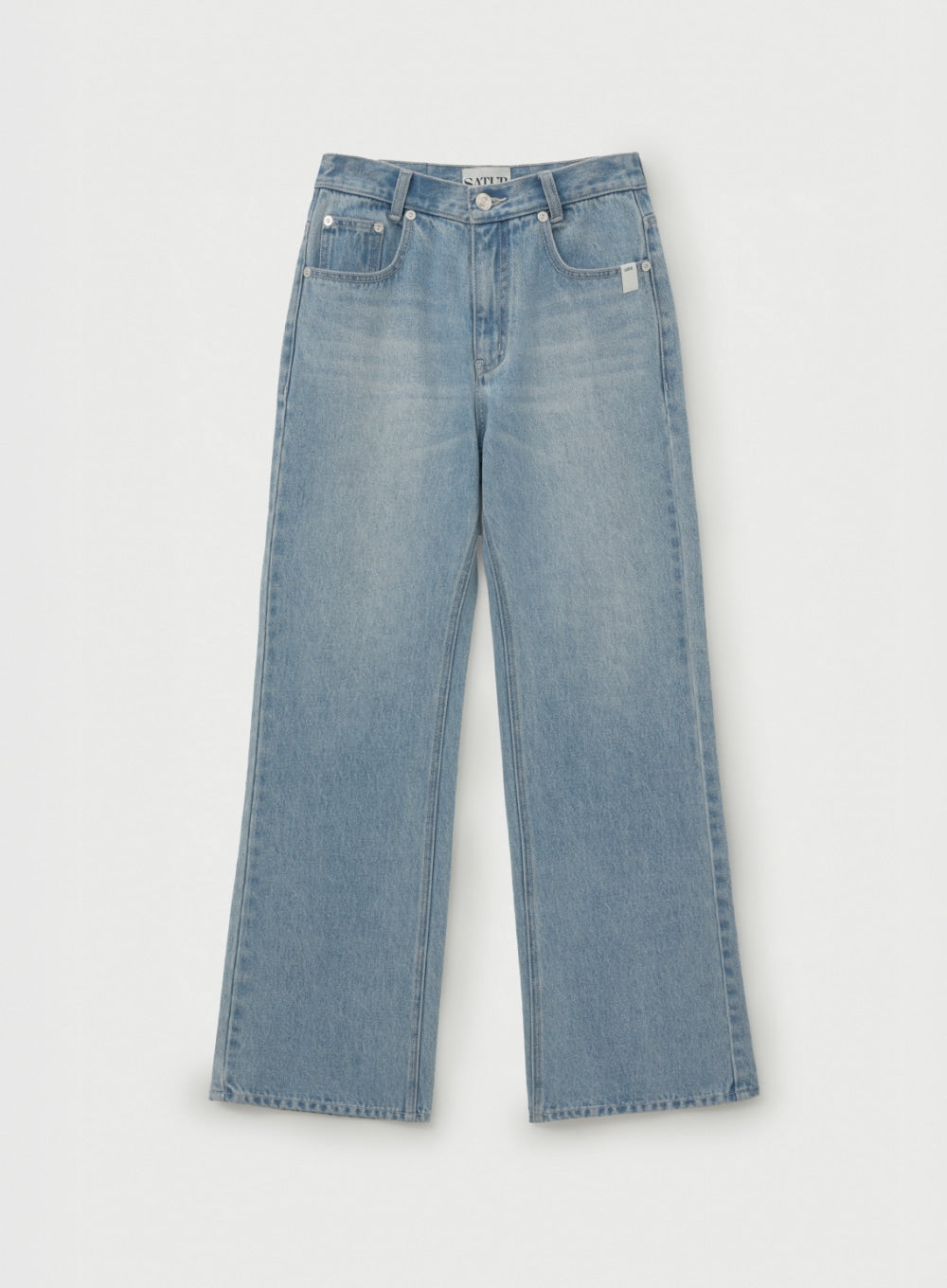 W) Semi Loose Boots Cut Washed Denim Pants