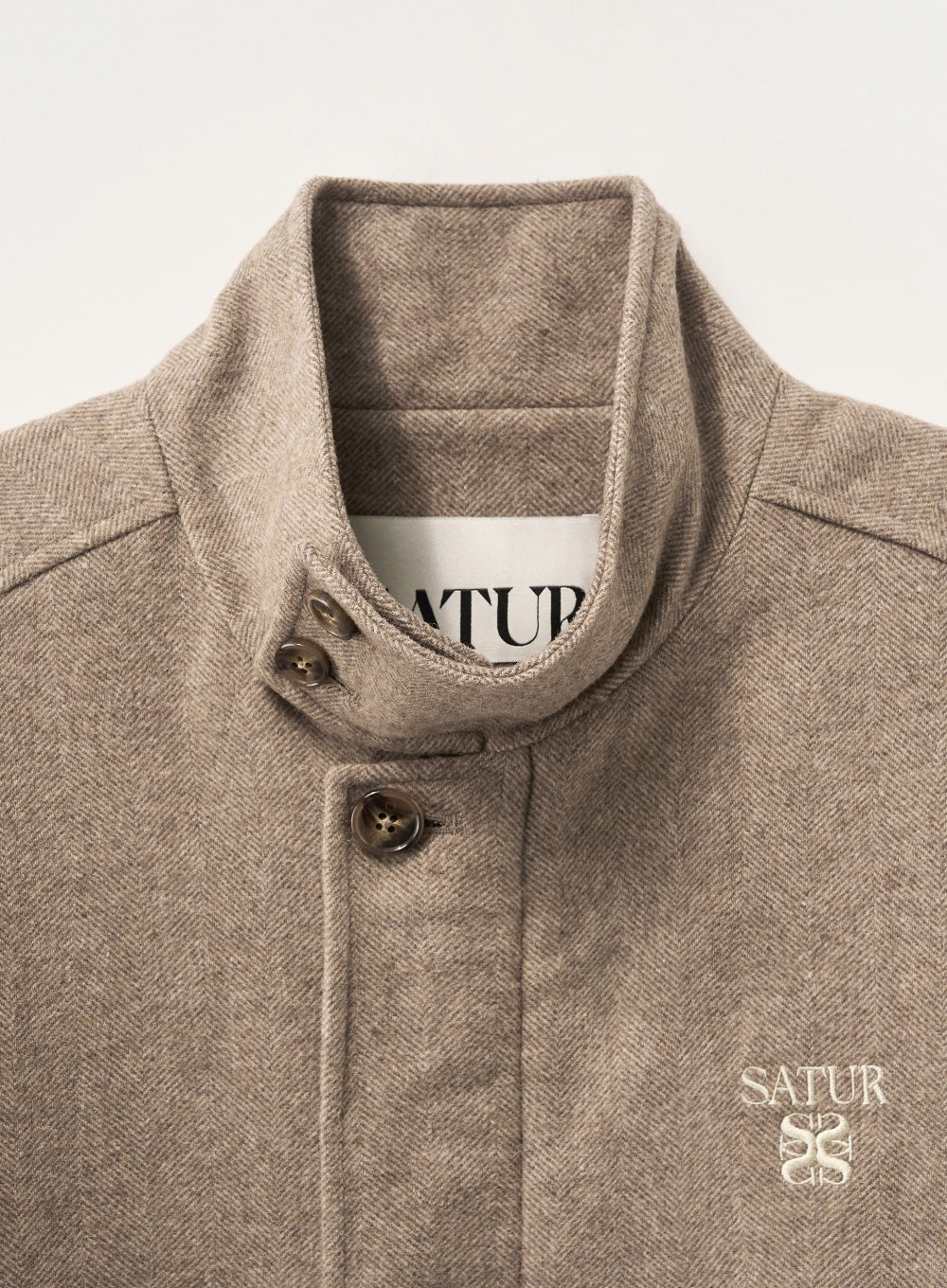 (M) Herringbone Wool Harrington Jacket