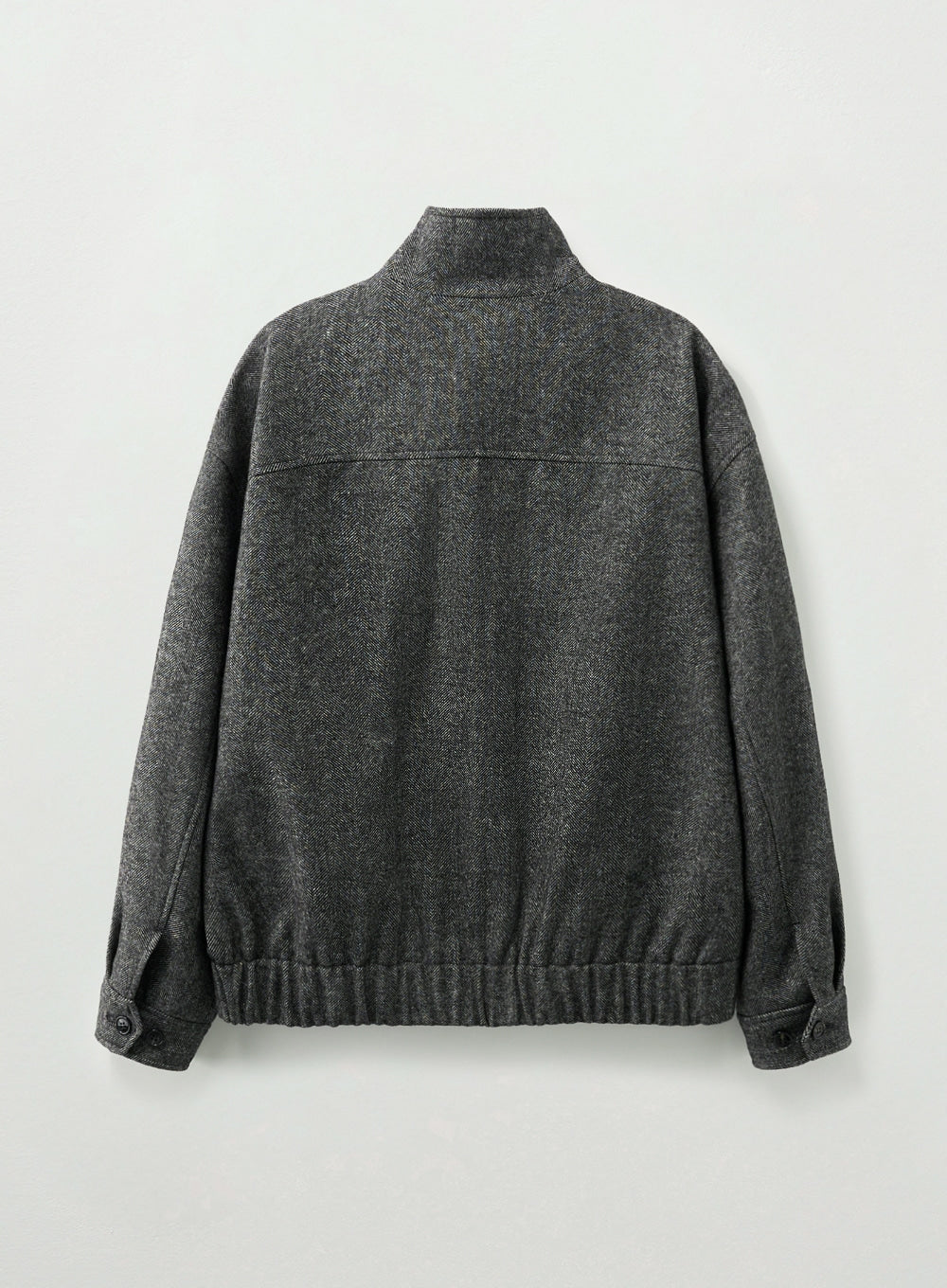 (M) Herringbone Wool Harrington Jacket