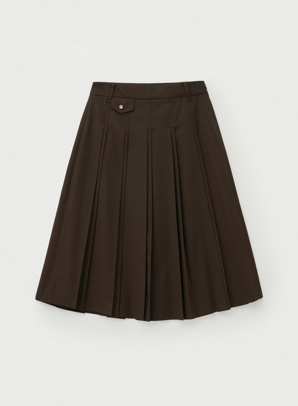 (W) Pleats Button Midi Skirt
