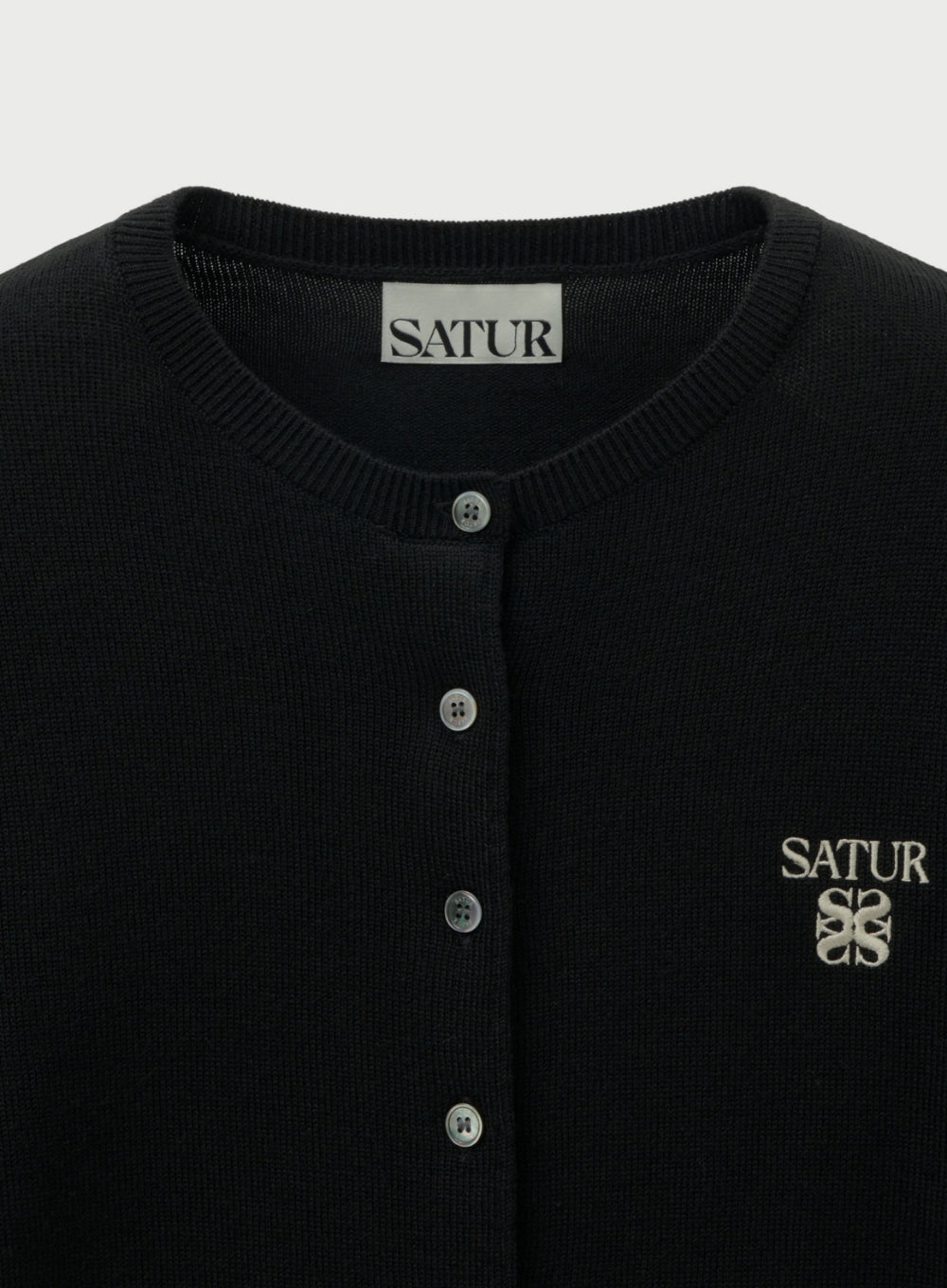 (W) Basic Crew Neck Fine Cardigan