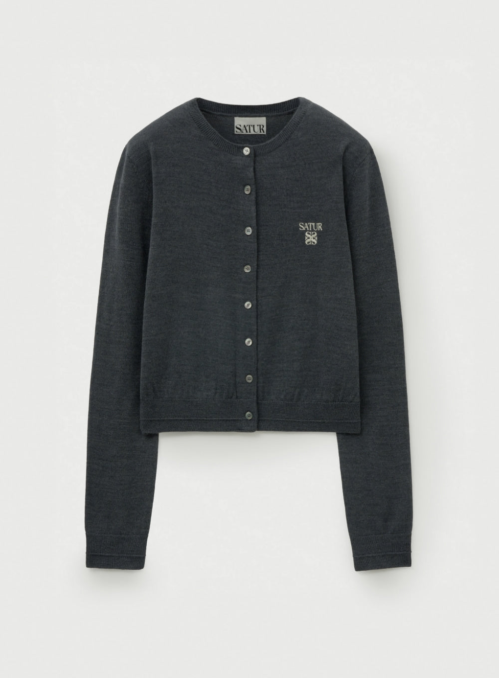 (W) Basic Crew Neck Fine Cardigan