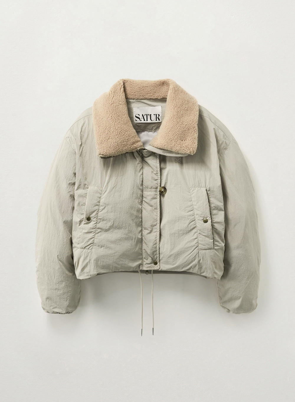 W) Wide Collar Ball Padding Cropped Fit Jacket