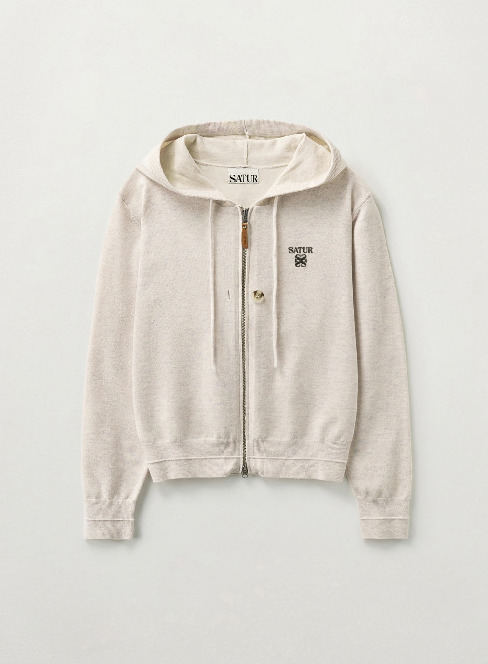 (W) Classic Knit Hood Zip-up