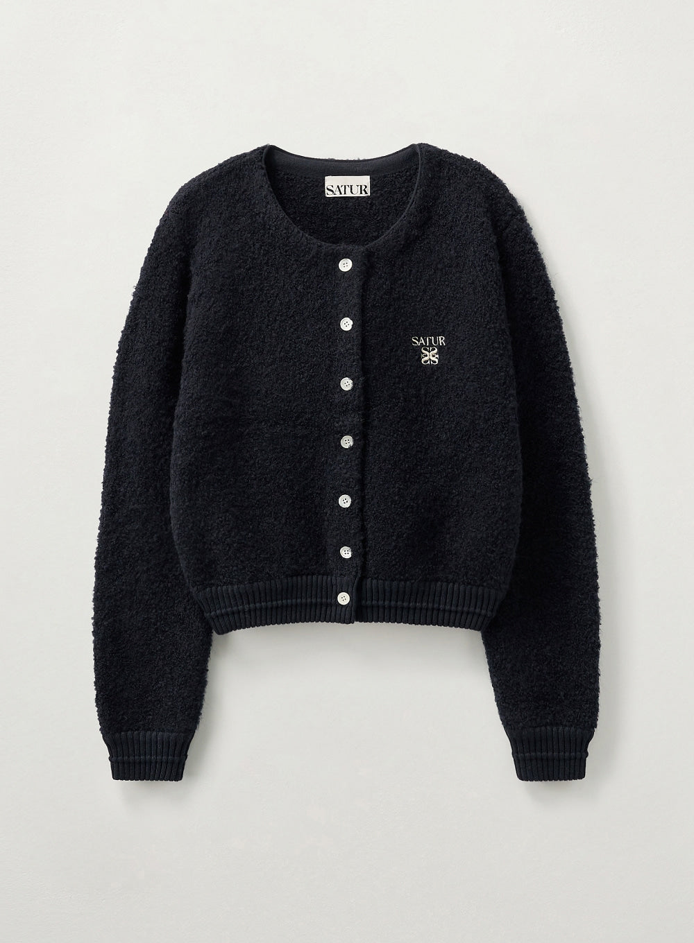 (W) Boucle Crew Neck Cardigan