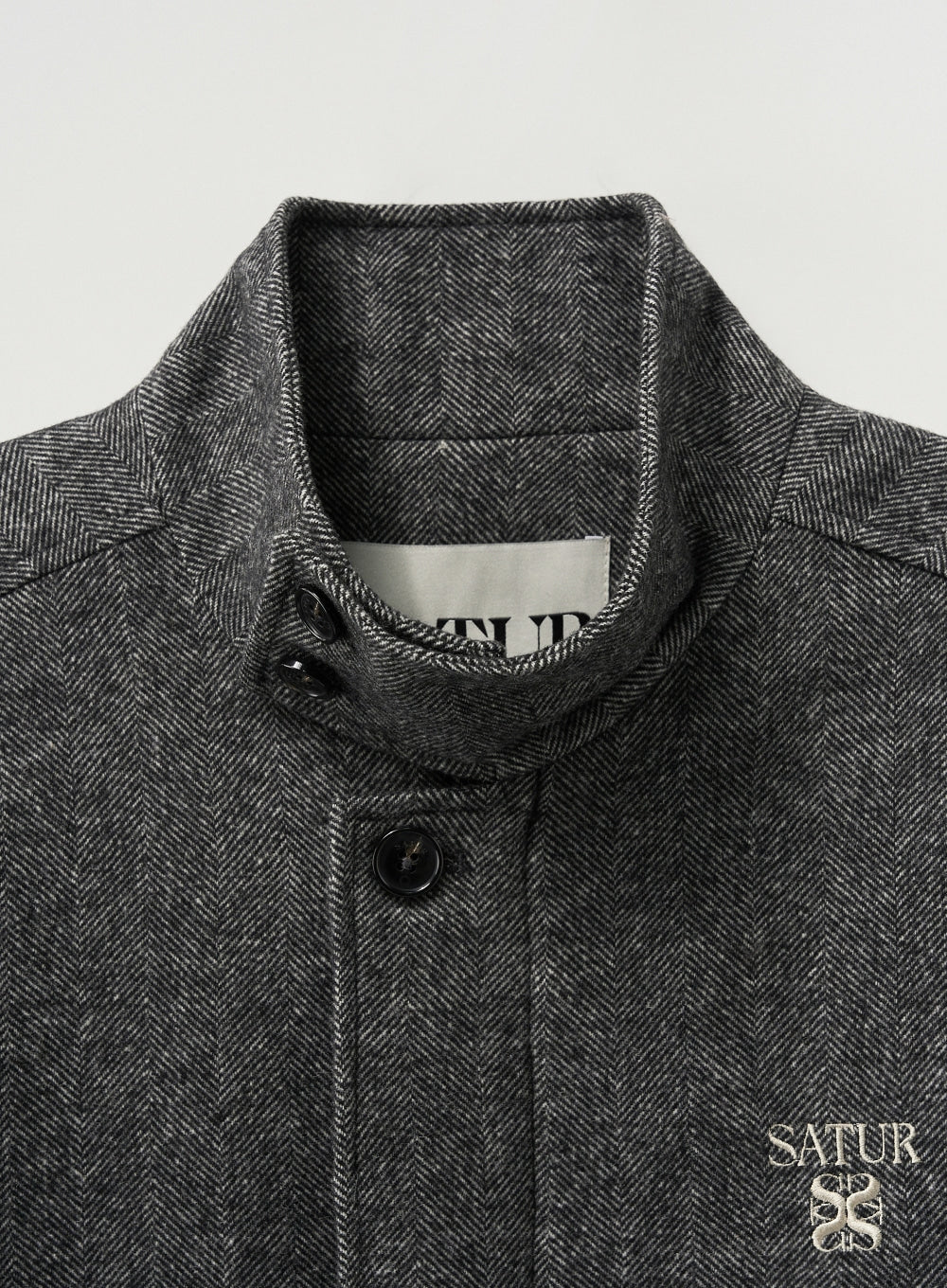 (M) Herringbone Wool Harrington Jacket