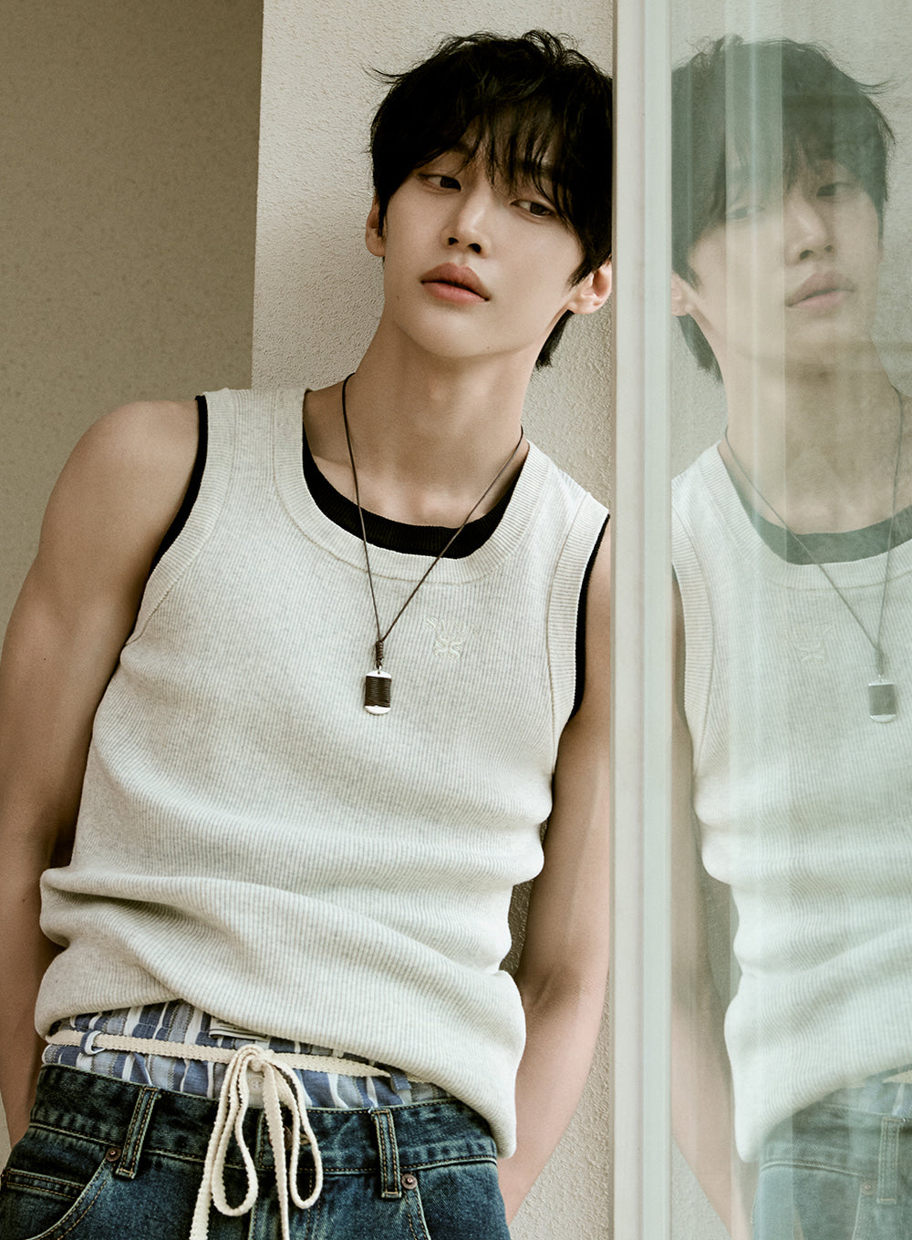 (M) Logo Ribbed Sleeveless