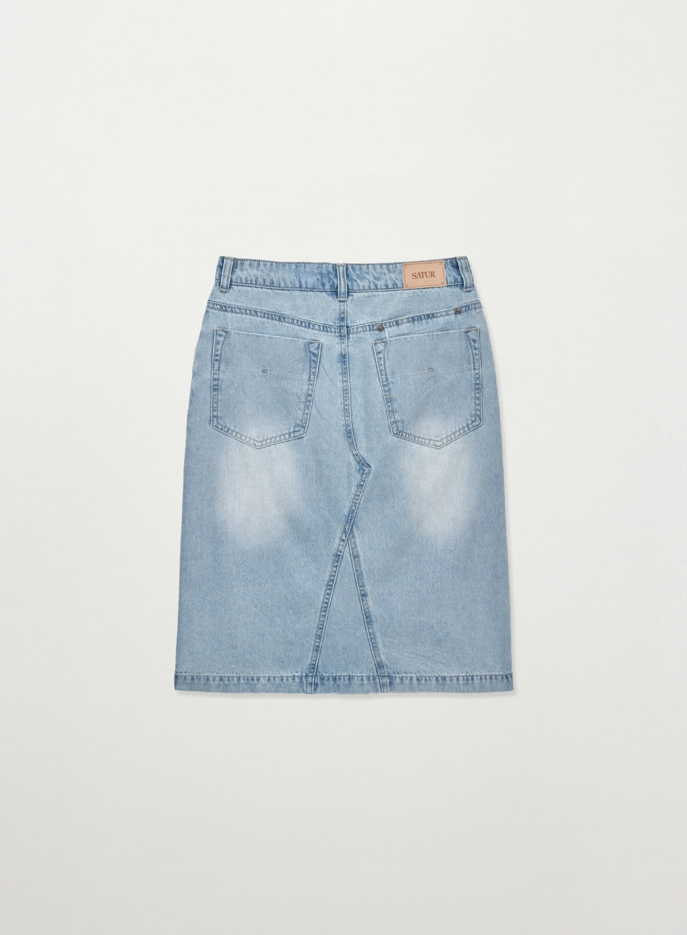 (W) Washed Denim Midi Skirt