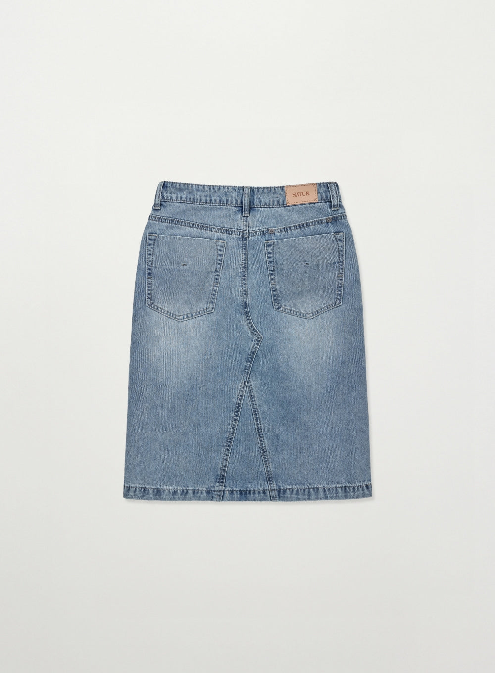 (W) Washed Denim Midi Skirt