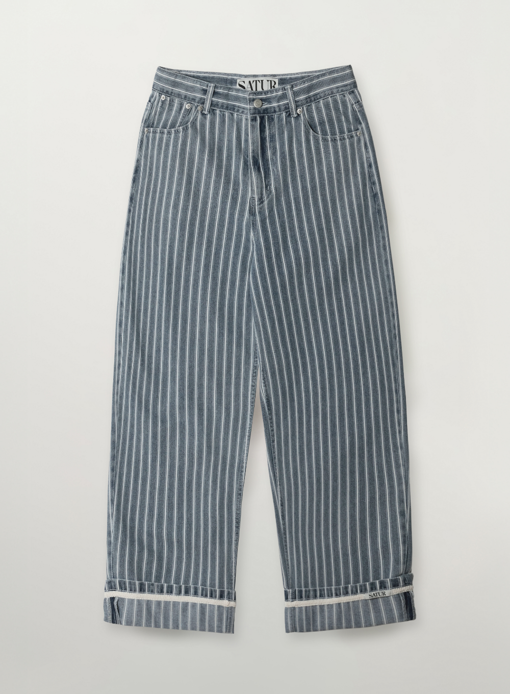 (U) Classic Roll-Up Bold Striped Denim Pants