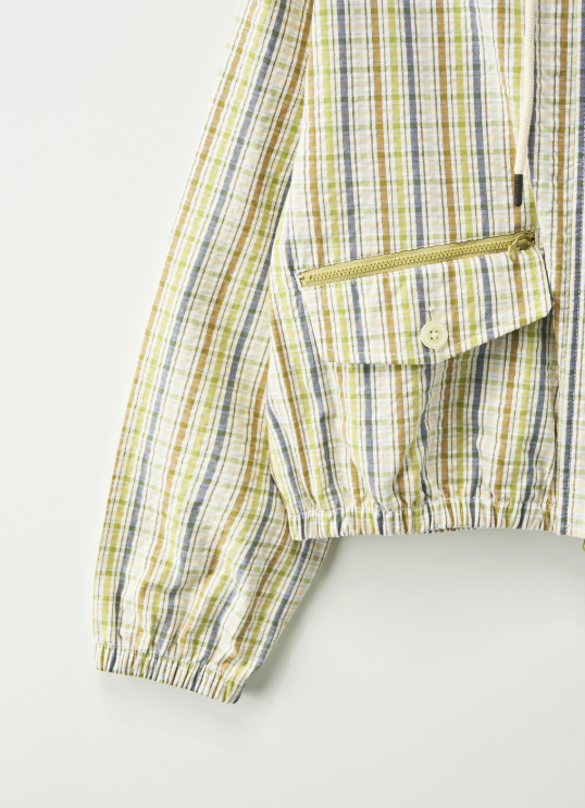 (W) Cropped Hoodie Check Jacket