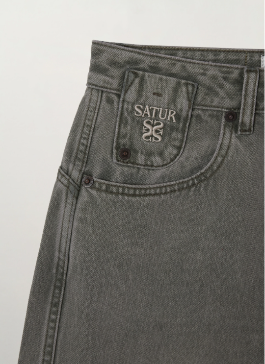 (W) Barrel Fit Color Denim Pants