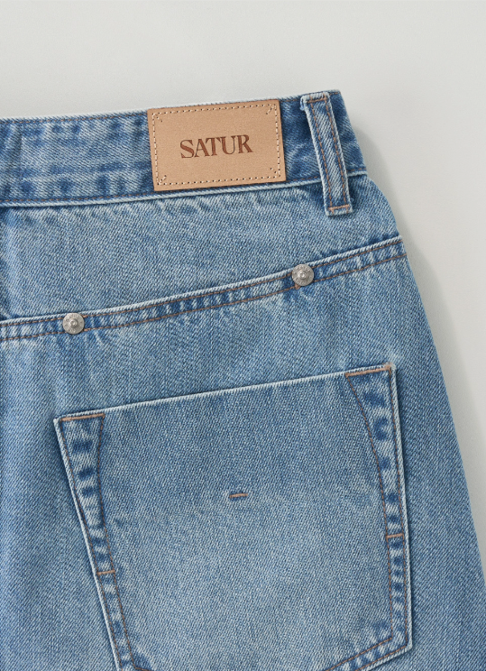 (W) Contrast Denim Skirt