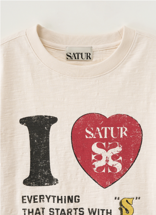 (W) I LOVE Graphic Regular Fit Slub T-shirt