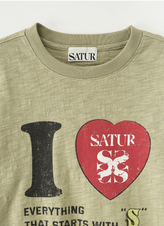 (W) I LOVE Graphic Regular Fit Slub T-shirt