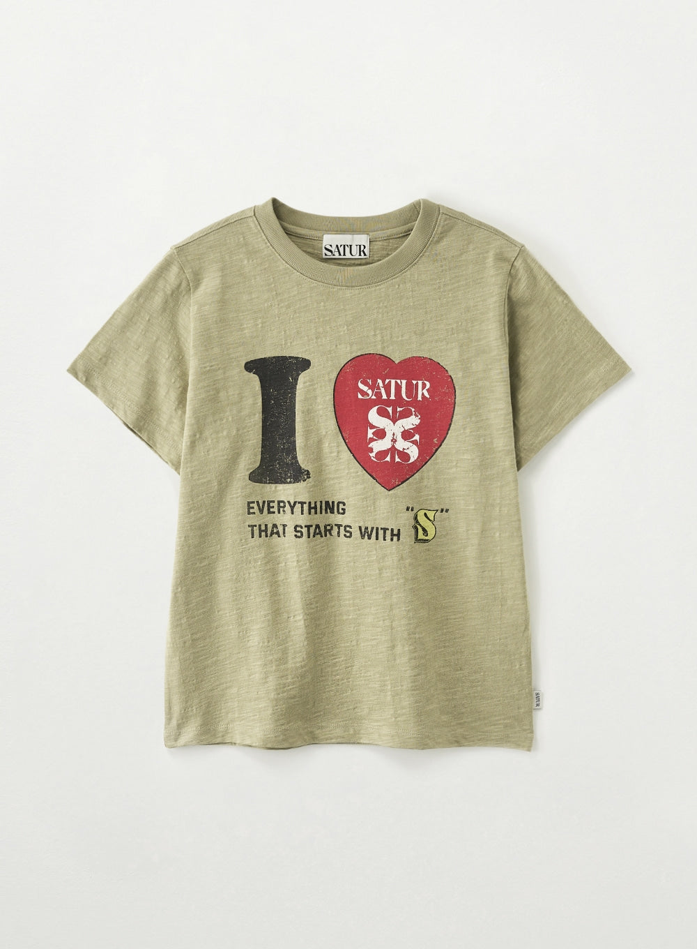 (W) I LOVE Graphic Regular Fit Slub T-shirt