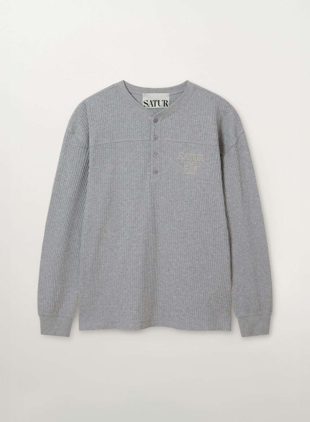(U) Waffle Henley Neck Long Sleeve