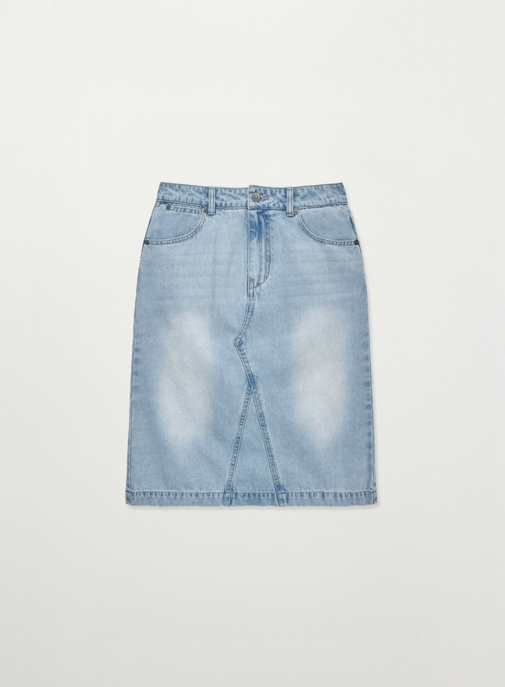 (W) Washed Denim Midi Skirt