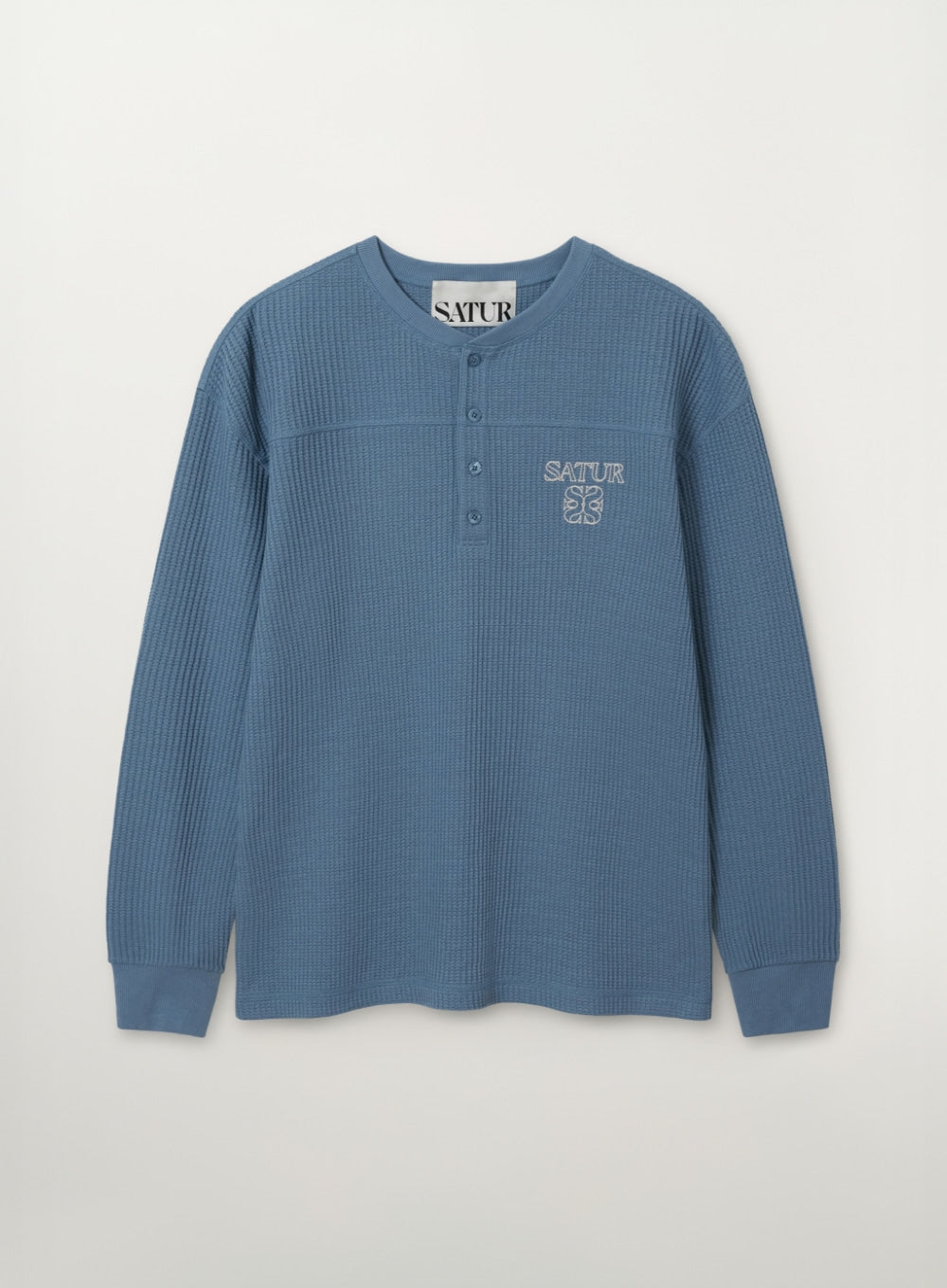 (U) Waffle Henley Neck Long Sleeve