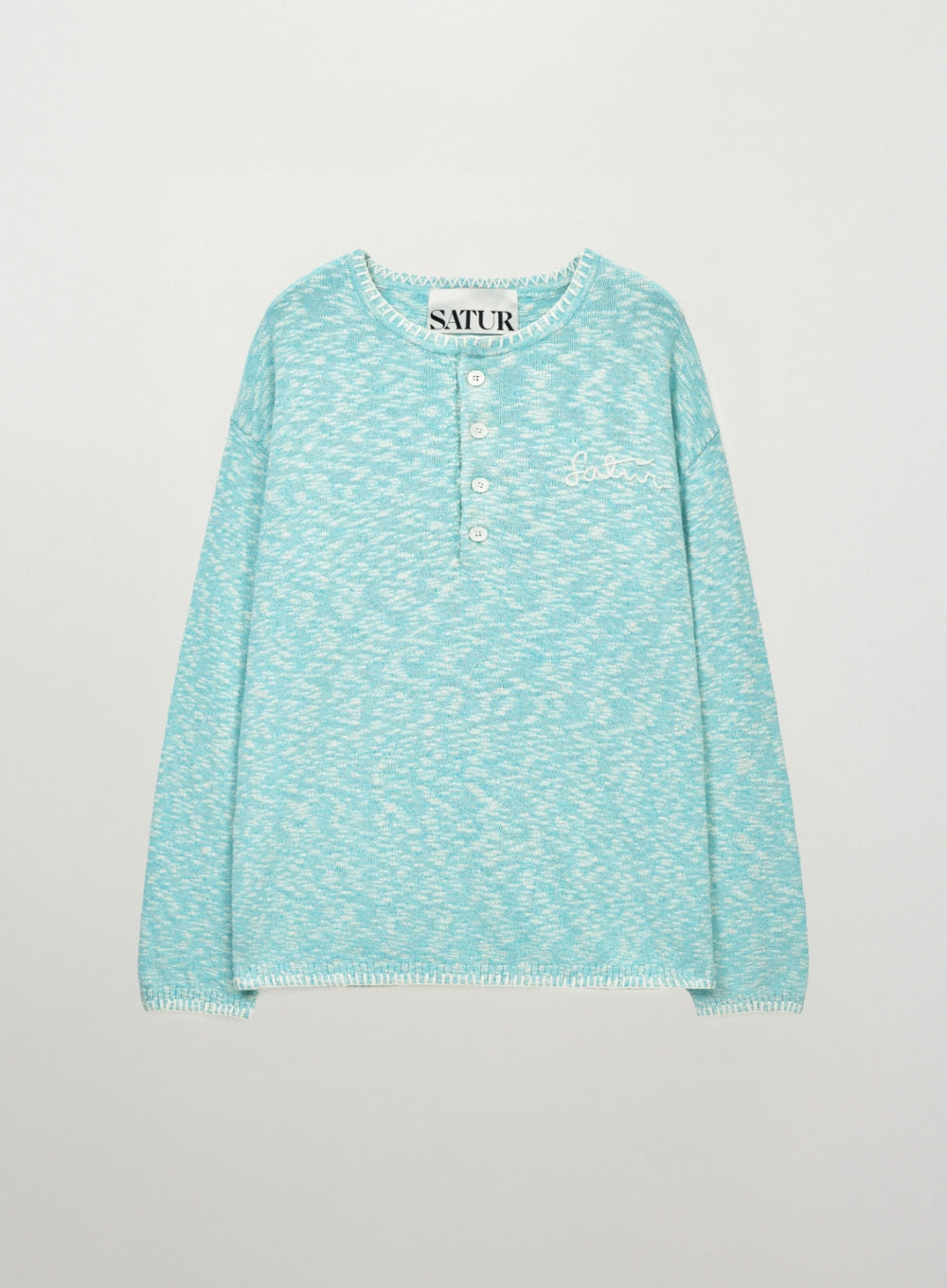 (U) Henly neck Two-Tone Mixed Knit