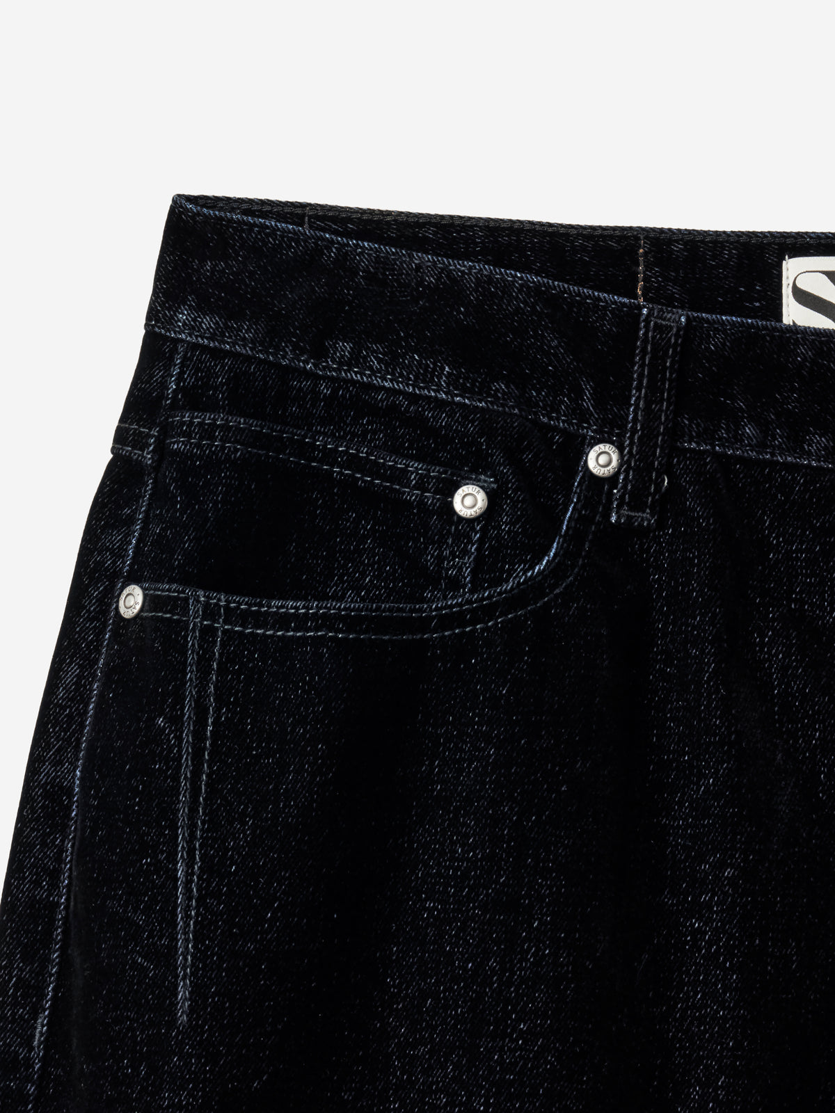 (M) Loose Fit Flocking Denim Pants