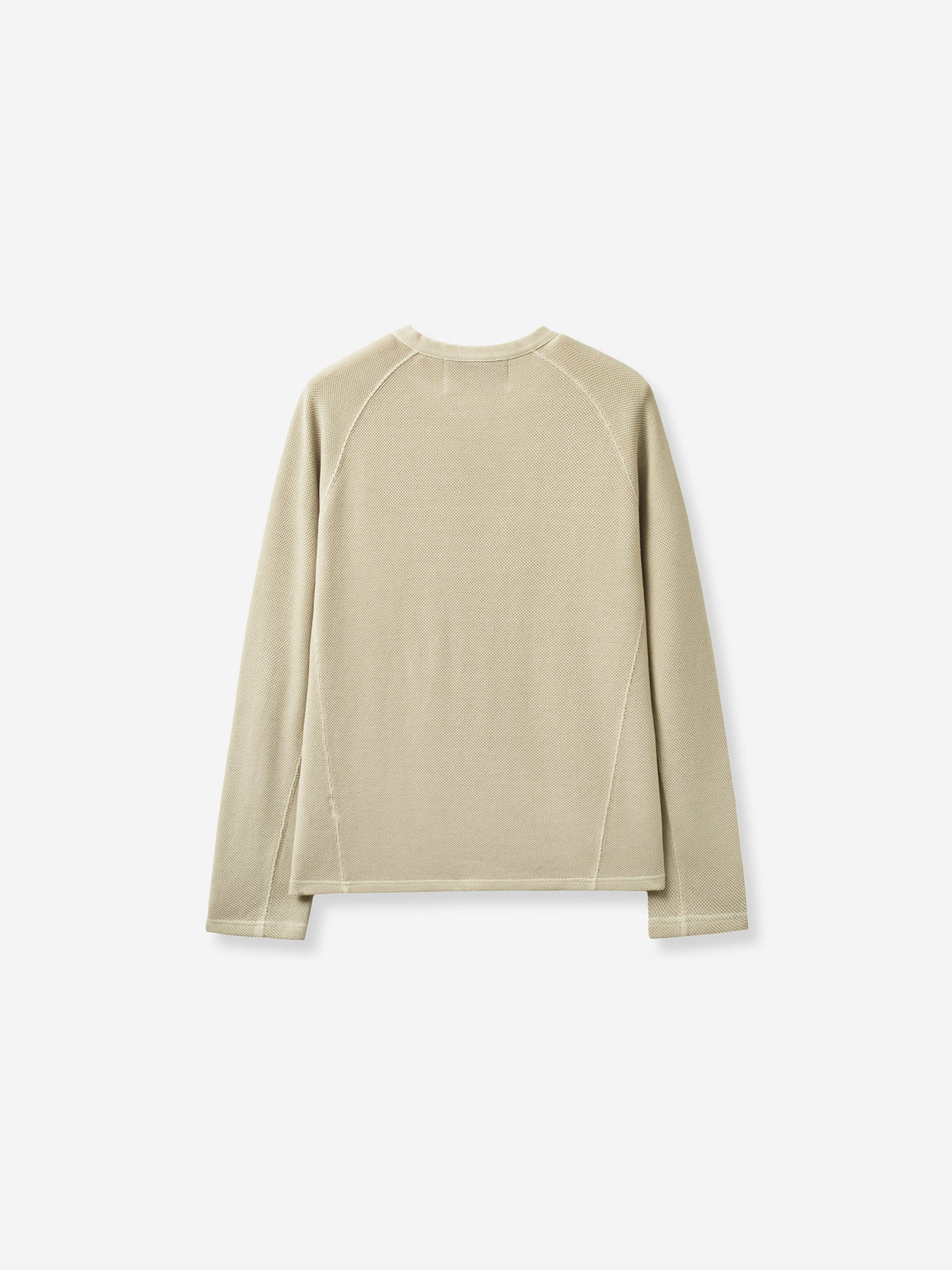 (U) Waffle Diagonal Henley Neck Long Sleeve