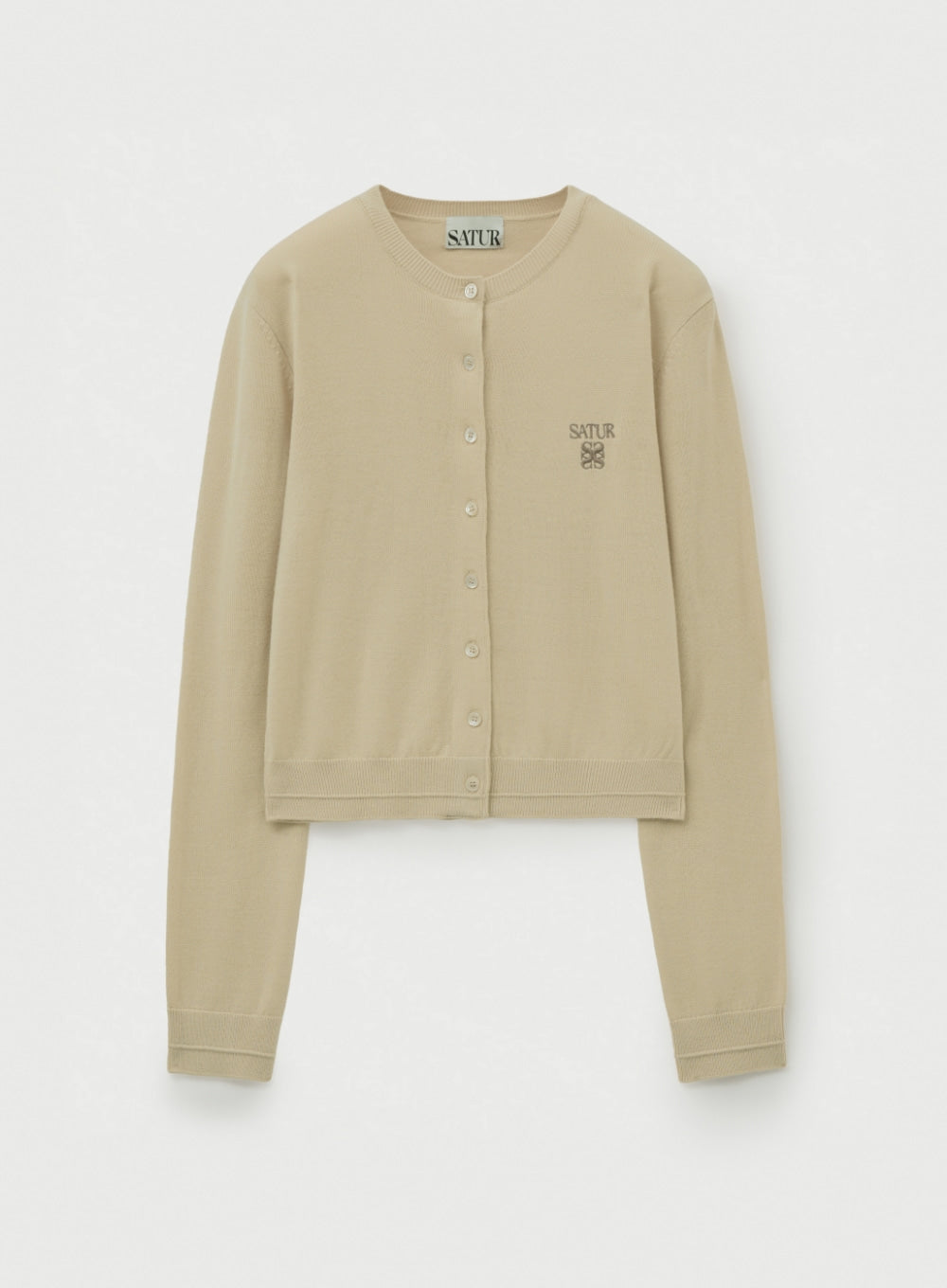 (W) Basic Crew Neck Fine Cardigan
