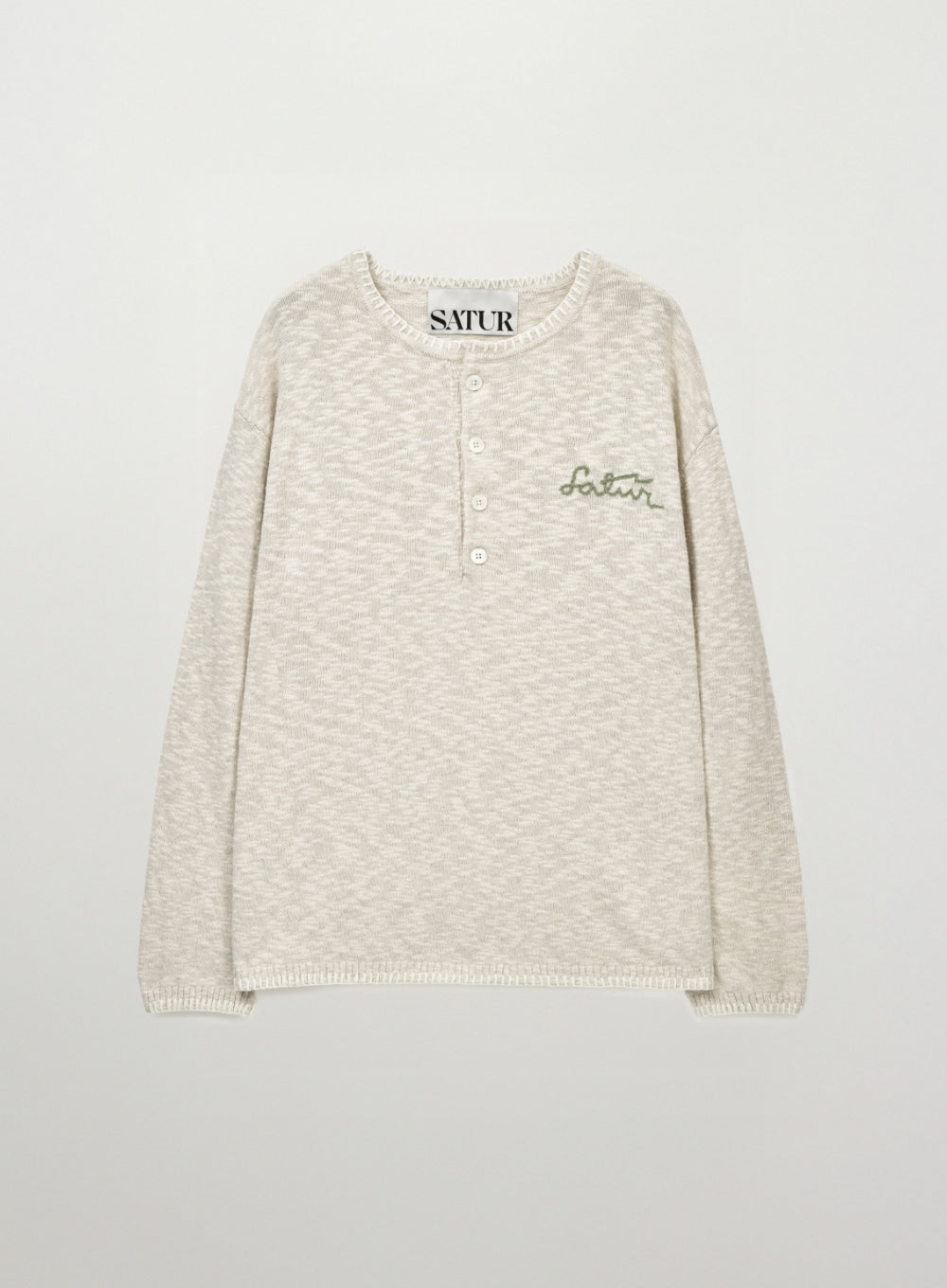 (U) Henly neck Two-Tone Mixed Knit
