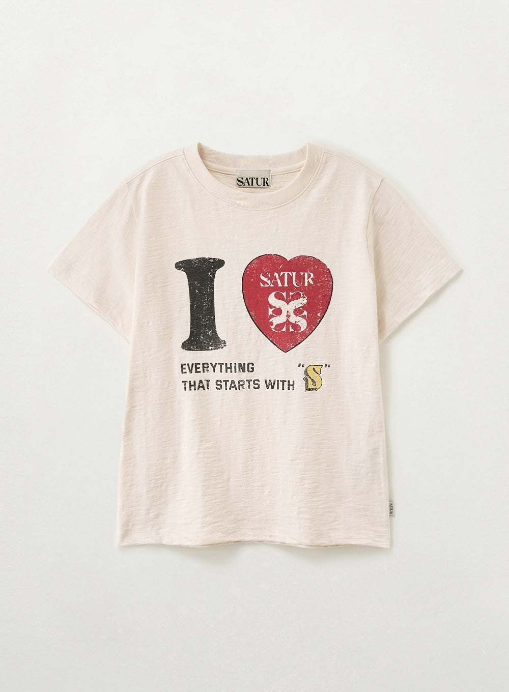 (W) I LOVE Graphic Regular Fit Slub T-shirt