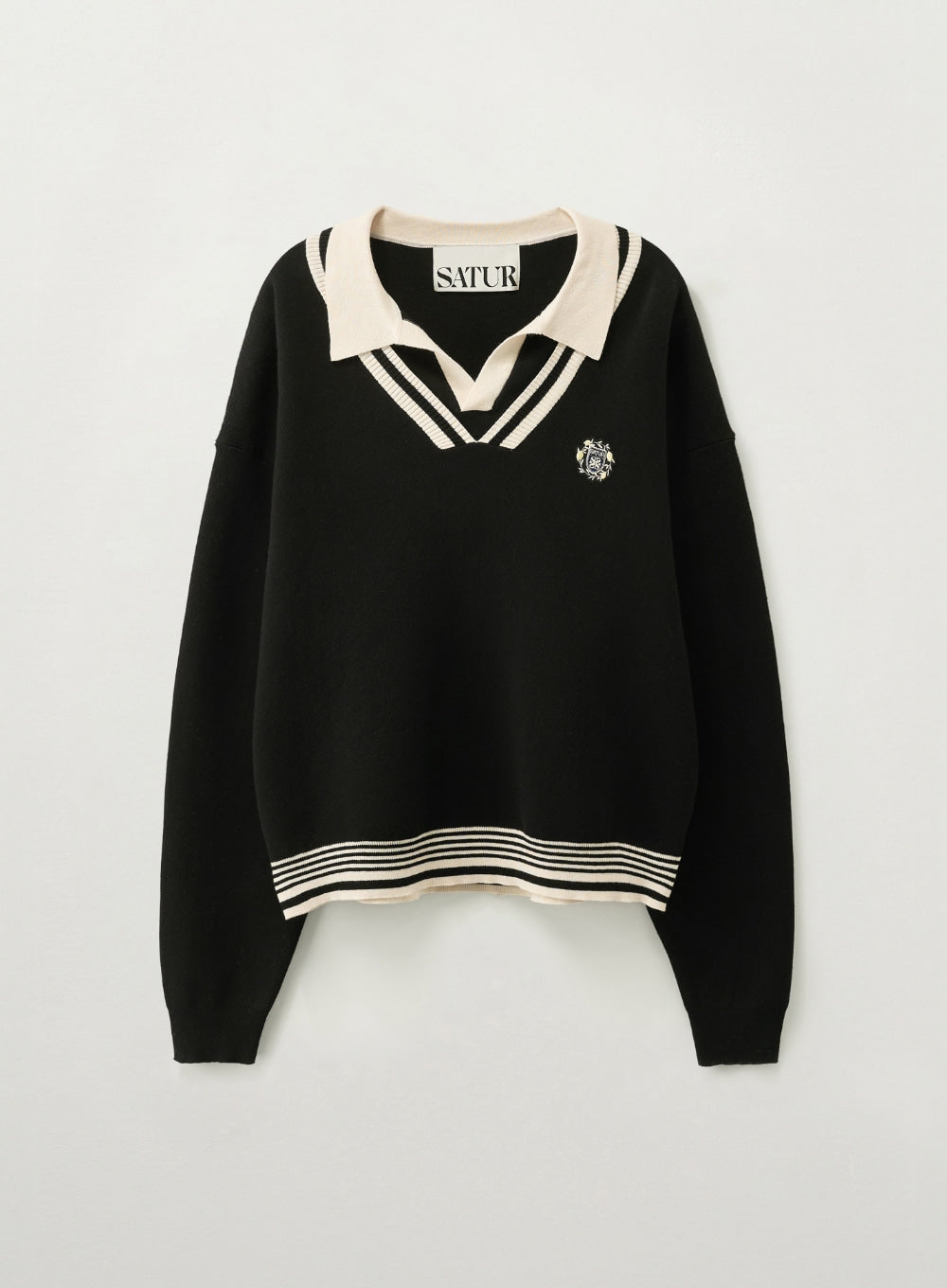 (U) Crest Logo Open Collar Knit