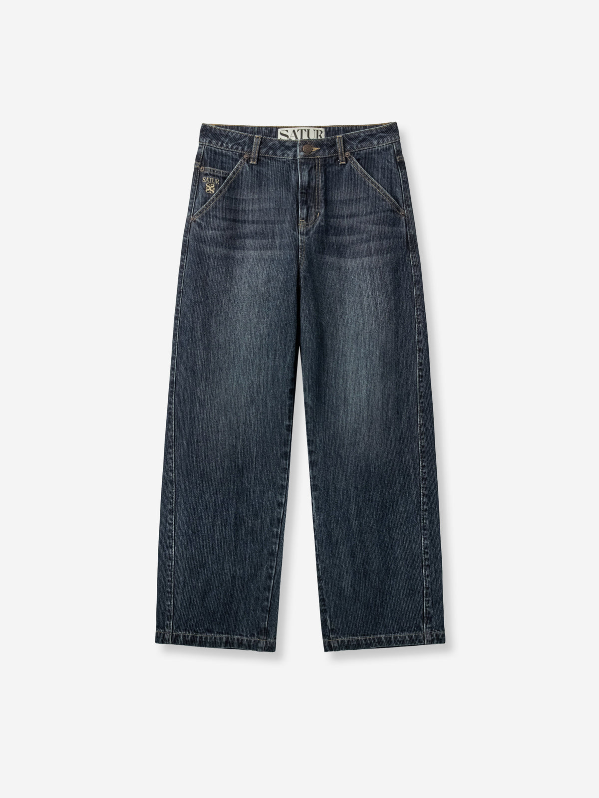 (W) Wide Fit Slub Denim Pants