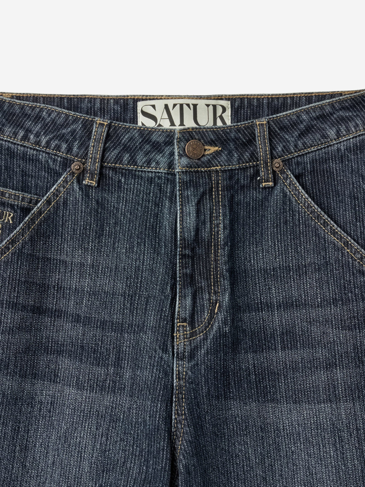 (W) Wide Fit Slub Denim Pants