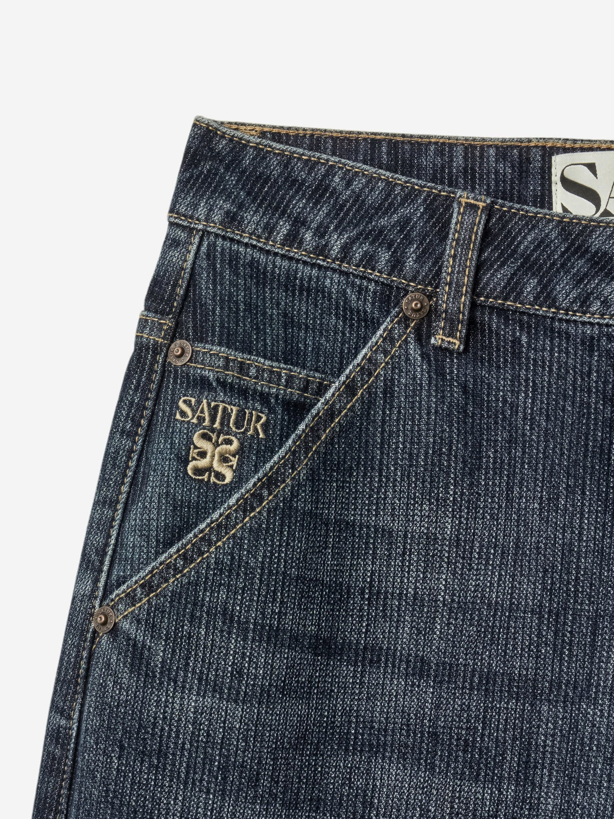 (W) Wide Fit Slub Denim Pants