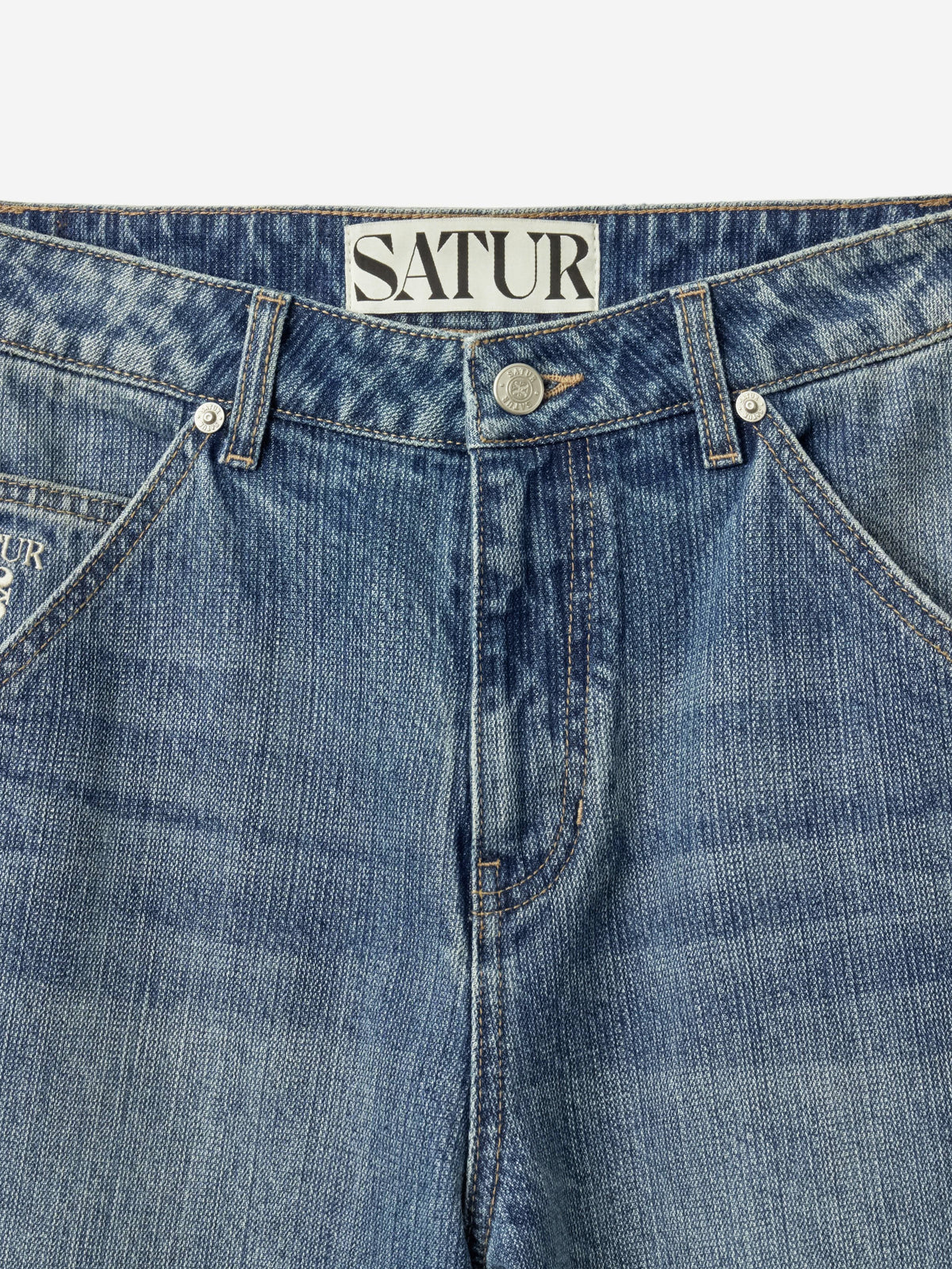 (W) Wide Fit Slub Denim Pants
