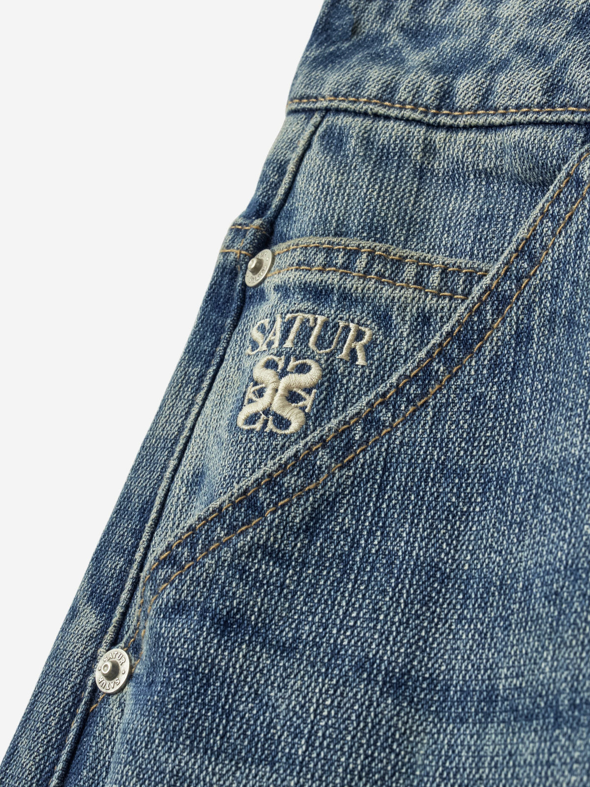 (W) Wide Fit Slub Denim Pants
