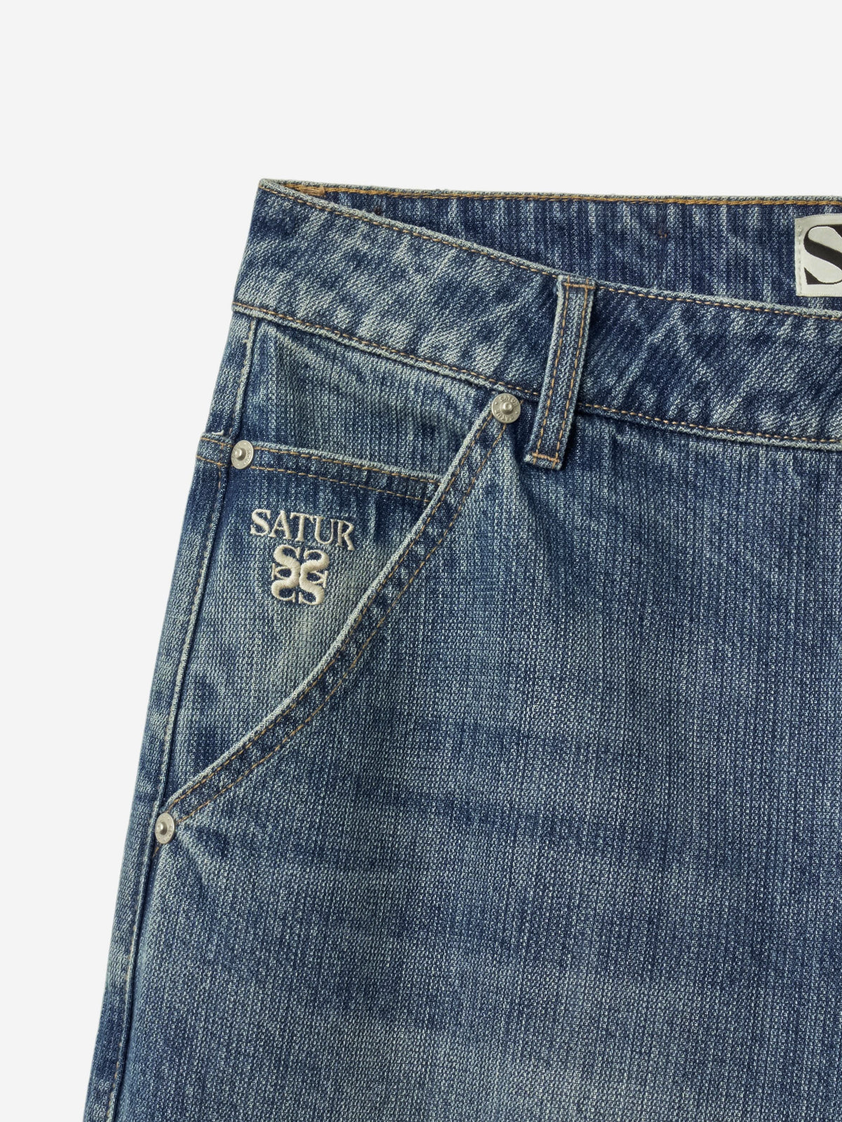 (M) Wide Fit Slub Denim Pants