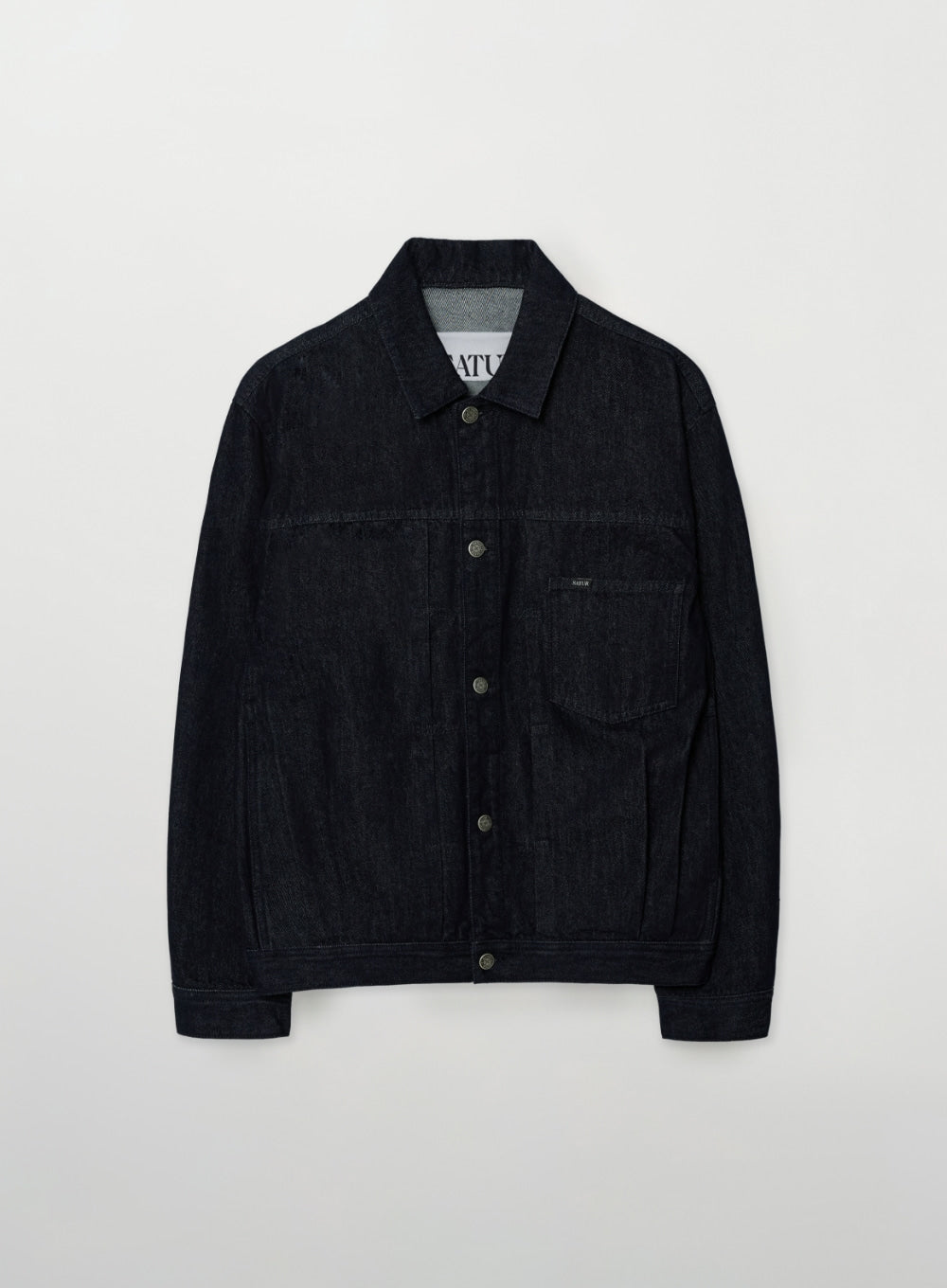 (M) Pleated Indigo Denim Trucker Jacket